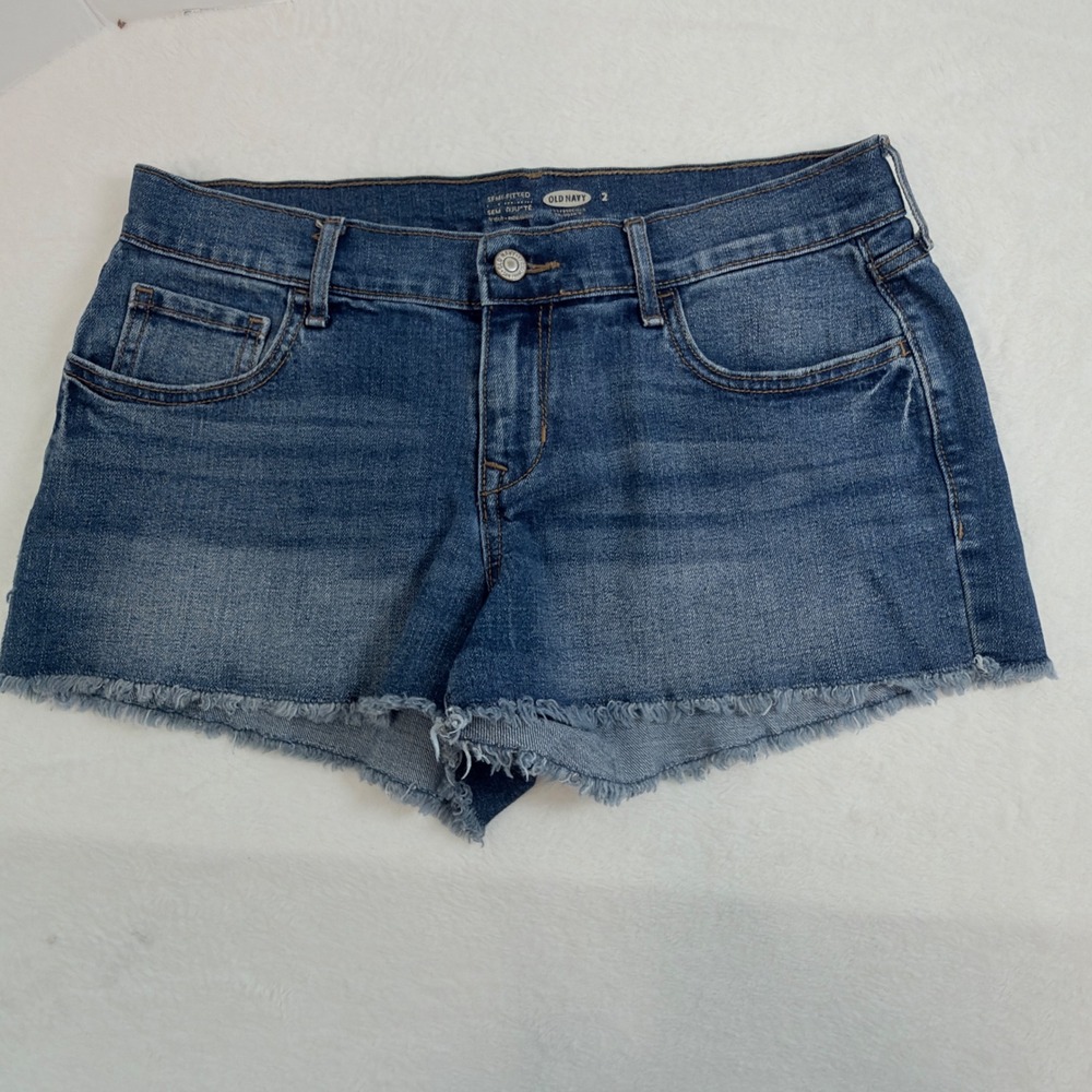 Old Navy Cut Off Shorts Women Size 2 Blue Excellent Frayed Hem Denim Semi-Fitted